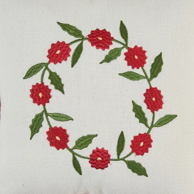 Park Designs Greenhow Tartan Embroidered Wreath Pillow - White 2 Park Designs Greenhow Tartan Embroidered Wreath Pillow - White - Image 2