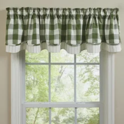 Park Designs Buffalo Check Lined Layered Sage Green Valance 72"