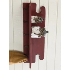 Park Designs Cozy Farmhouse Red Shelf With Hooks