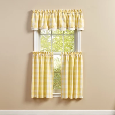 Park Designs Buffalo Check Yellow Lined Layered Valance 72" X 16" 1 Park Designs Buffalo Check Yellow Lined Layered Valance 72" X 16"