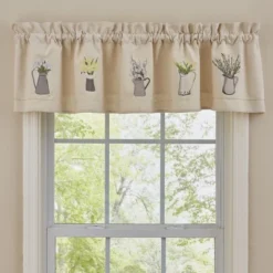 Park Designs Pitcher With Flowers Embroidered Lined Valance 60'' X 14''