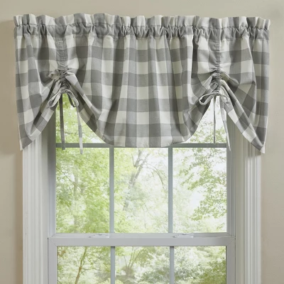Park Designs Buffalo Check Lined Farmhouse Dove Valance 60" 1 Park Designs Buffalo Check Lined Farmhouse Dove Valance 60"