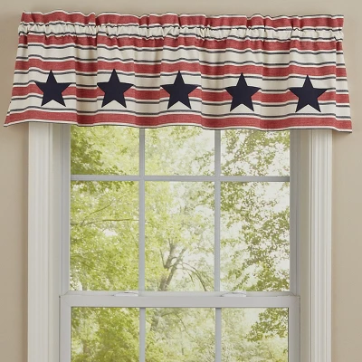 Park Designs Stars And Stripes Patch Lined Valance - 60''L - Red 1 Park Designs Stars And Stripes Patch Lined Valance - 60''L - Red