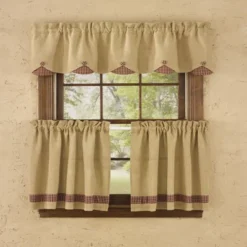 Park Designs Burlap And Check Lined Scallop Valance 58" X 15"