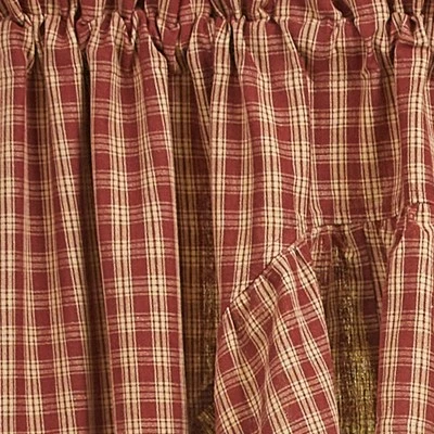 Park Designs Sturbridge Plaid Ruffle Wine Swag 72" X 36" 2 Park Designs Sturbridge Plaid Ruffle Wine Swag 72" X 36" - Image 2