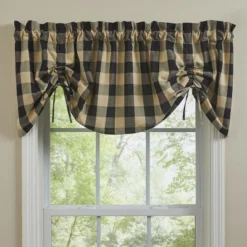 Park Designs Buffalo Check Lined Farmhouse Black Valance 60"