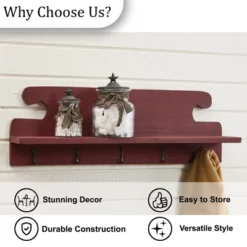 Park Designs Cozy Farmhouse Red Shelf With Hooks -Park Designs Sales GUEST fae3fbd1 4eb9 4872 acd0 9855782d5926